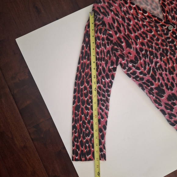 ZADIG & VOLTAIRE "Mirka" Leopard Print CASHMERE Cardigan -Pink Black - Size M   - Picture 9 of 15